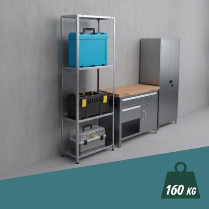 Stahl-Lagerregal, 160 kg Tragkraft, verzinkt