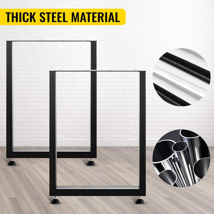 Steel Table Legs, Black, Set of 2, 28x23 In