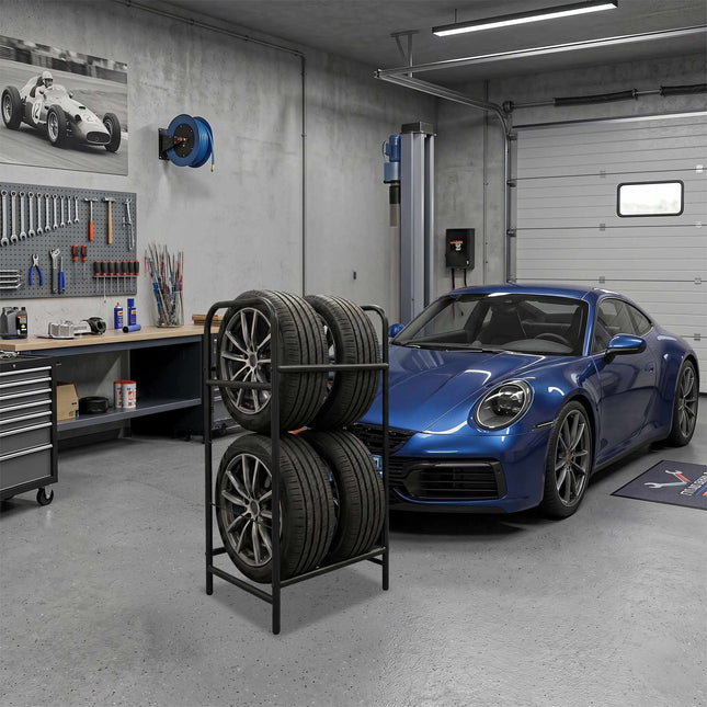 Stahlreifenregal – Garagenaufbewahrung, Bodenschonende Füße