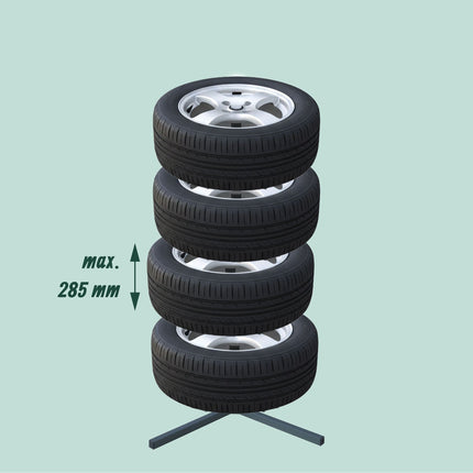 Regál na pneumatiky ocelový pro 4 pneumatiky, šířka 285mm, nosnost 120kg