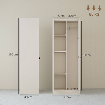 Steel Utility Cabinet with Adjustable Shelves, 60x40x165 cm