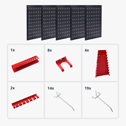 Stahl-Wand-Werkzeuglochplatte mit Haken-Set