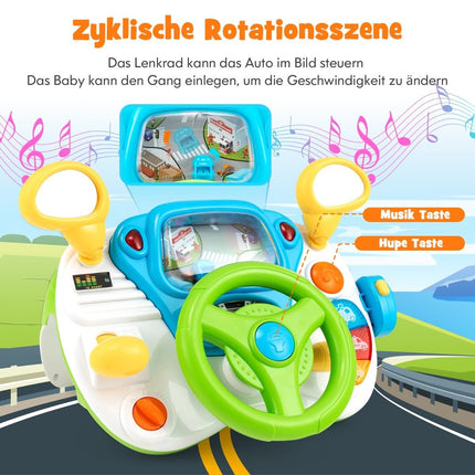 Lenkradspielzeug, interaktives Fahrspielzeug mit Hocker &amp; Licht &amp; Musik &amp; Megaphon