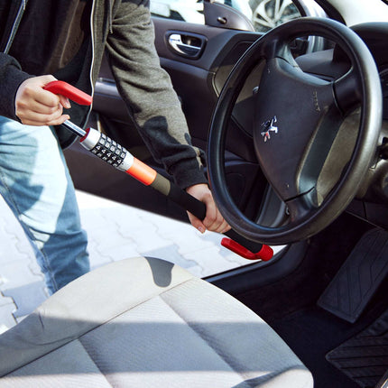 Steering wheel lock with number combination