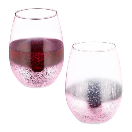 Lot de 2 verres à vin sans pied roses