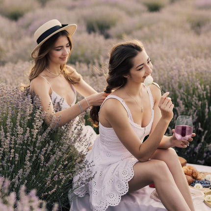 Lot de 2 verres à vin sans pied roses