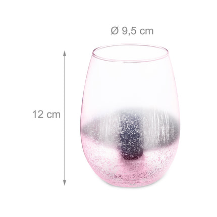 Lot de 2 verres à vin sans pied roses
