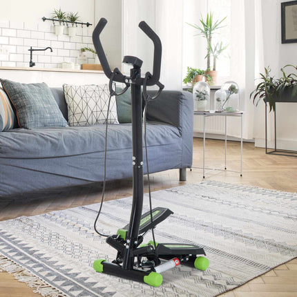 Stepper with handle, resistance bands, LCD display, steel