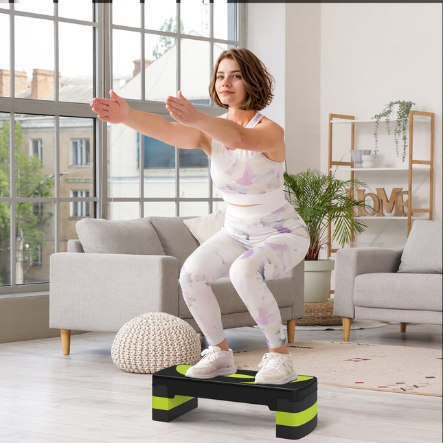 Verstellbarer Aerobic-Stepper - 3 Höhen, 150 kg Tragkraft, Grün