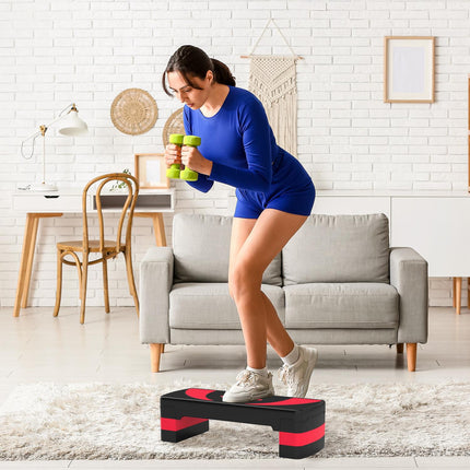 Verstellbarer Aerobic Stepper – 3 Höhen für Fitness, Rot