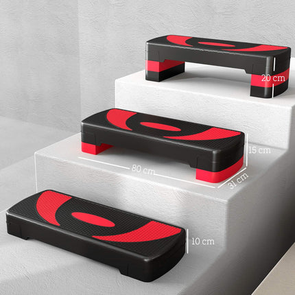 Verstellbarer Aerobic Stepper – 3 Höhen für Fitness, Rot