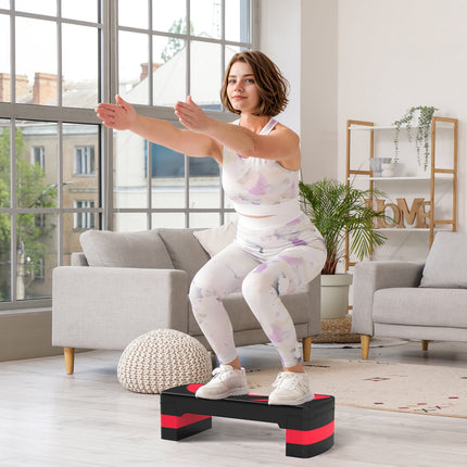 Verstellbarer Aerobic Stepper – 3 Höhen für Fitness, Rot