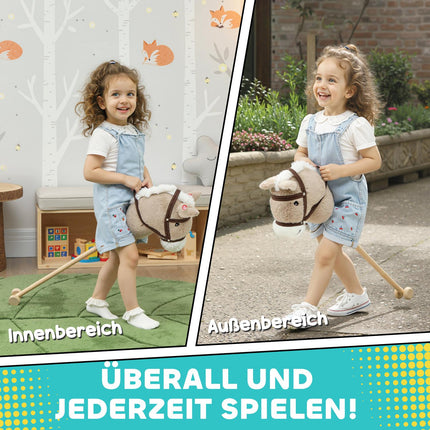 Steckenpferd mit Sound und Rädern – Kinder ab 24 Monaten, Grau