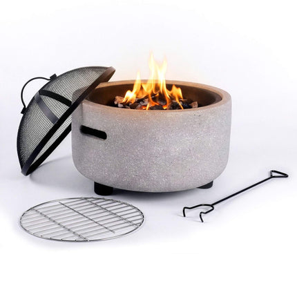 Stone-Effect Fire Bowl with Spark Guard, 39 x 44 cm