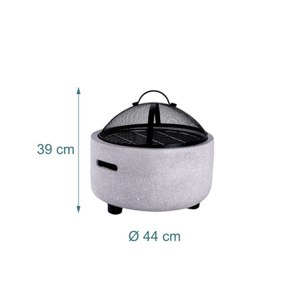 Stone-Effect Fire Bowl with Spark Guard, 39 x 44 cm