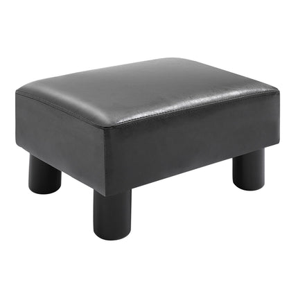 Schwarzer Chesterfield-Hocker aus Kunstleder - 40x30x24cm
