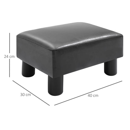 Schwarzer Chesterfield-Hocker aus Kunstleder - 40x30x24cm