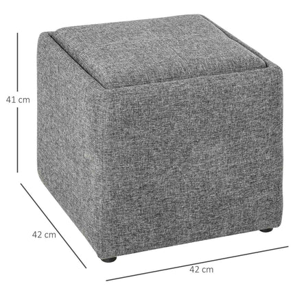 Hocker mit Stauraum – Dunkelgrau Leinen bezogen, 42x42x41 cm