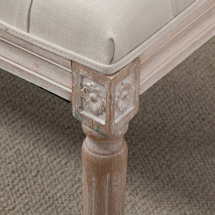 Footstool in linen look with padded seat and wooden legs