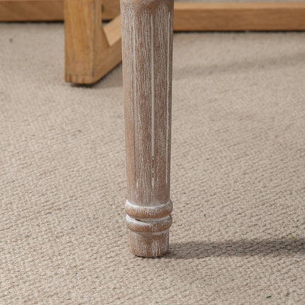 Footstool in linen look with padded seat and wooden legs
