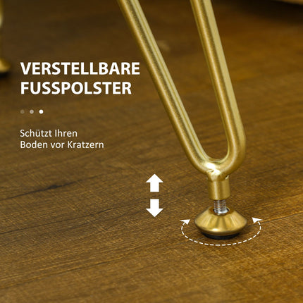 Samtbezogener Fußhocker mit Metallbeinen, cremeweiß