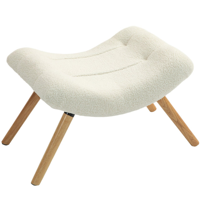 Cremeweißer Berberfleece-Fußhocker, 120 kg Tragkraft