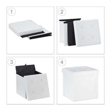 Stool in artificial leather with storage space
