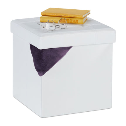 Stool in artificial leather with storage space