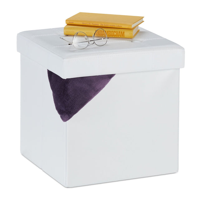 Stool in artificial leather with storage space