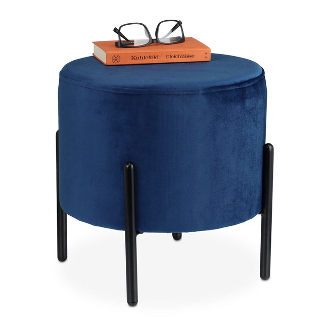 Hocker aus blauem Samt