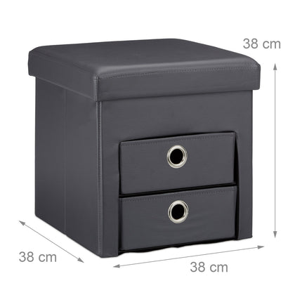 Hocker aus Kunstleder mit 2 Fächern