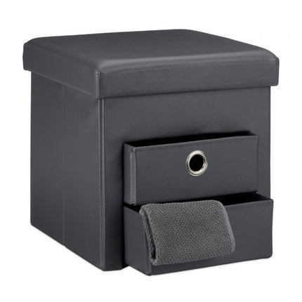 Hocker aus Kunstleder mit 2 Fächern