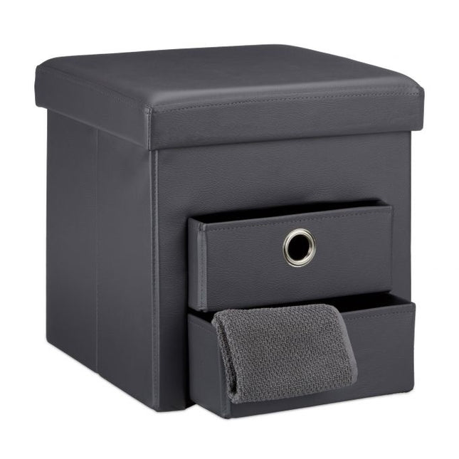 Hocker aus Kunstleder mit 2 Fächern