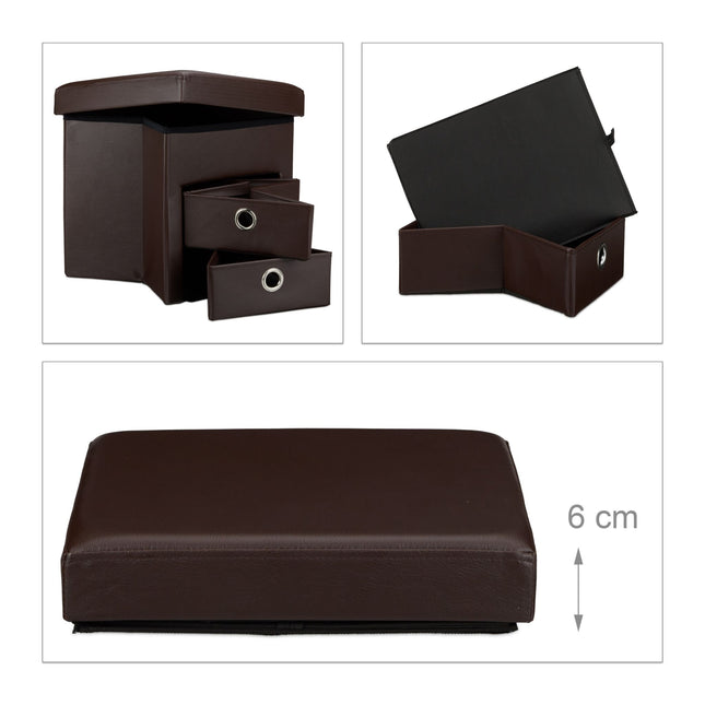 Hocker aus Kunstleder mit 2 Fächern