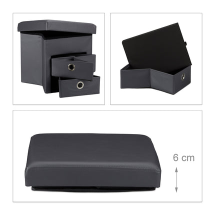 Hocker aus Kunstleder mit 2 Fächern