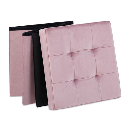 Stool in pink velvet