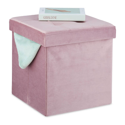 Stool in pink velvet