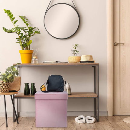 Stool in pink velvet