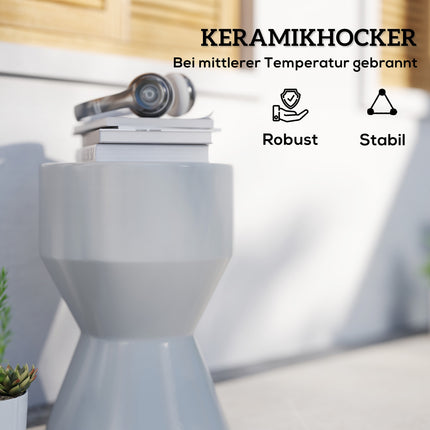 Gartenschemel aus Keramik in Sanduhrform, 120 kg Tragkraft, wetterfest