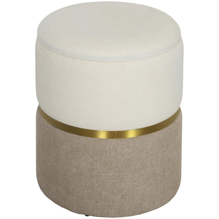 Hocker mit Stauraum Hocker mit Deckel, Metallring, zweifarbiges Design 36 x 36 x 44 cm Cremeweiß