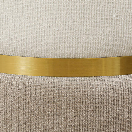 Hocker mit Stauraum Hocker mit Deckel, Metallring, zweifarbiges Design 36 x 36 x 44 cm Cremeweiß