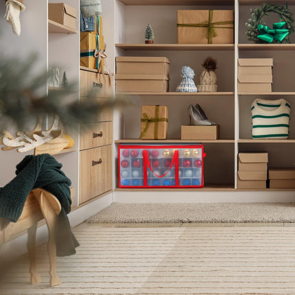 Aufbewahrungstasche für 128 Weihnachtskugeln, verstellbare Teiler
