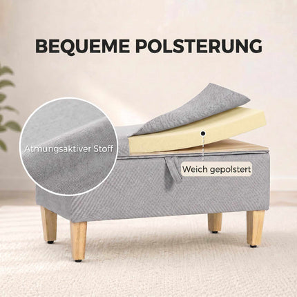 Aufbewahrungsbank Ottomane, Leinenoptik, Hellgrau 71 cm