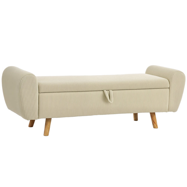 Úložná lavice se skrytým prostorem, béžový manšestr, 150 cm