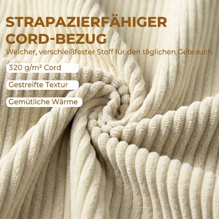 Storage Bench With Hidden Compartment, Beige Corduroy, 150 cm