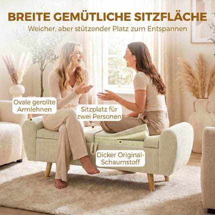 Storage Bench With Hidden Compartment, Beige Corduroy, 150 cm