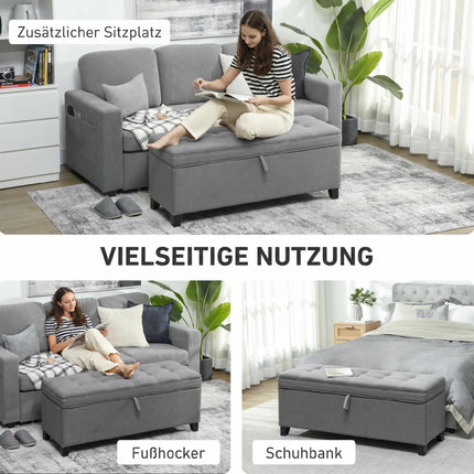Storage Bench with Cushion, 120x40x48 cm, Dark Grey Linen