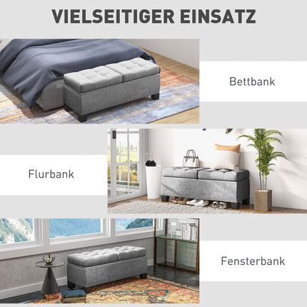 Sitzbank mit Leinenbezug, 116 cm, Grau