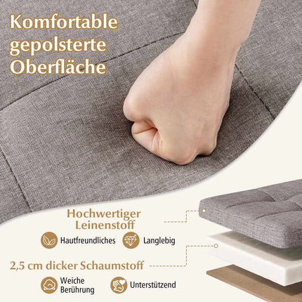 Sitzbank mit Ablagefach, Leinen, 76 cm, 78L Fassungsvermögen, Grau
