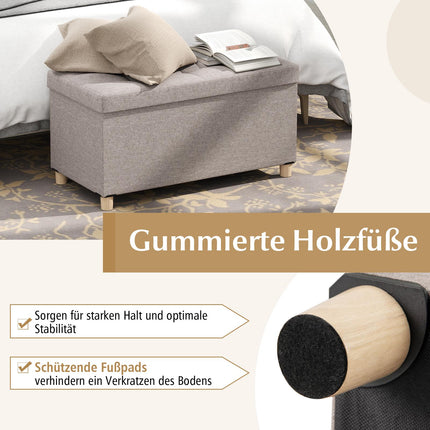 Sitzbank mit Ablagefach, Leinen, 76 cm, 78L Fassungsvermögen, Grau